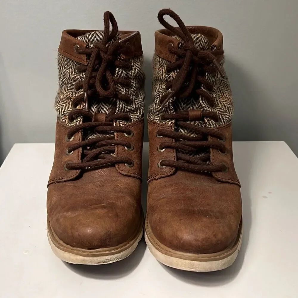 Timberland Women's Brown & Tan Tweed Leather Ankle Boots